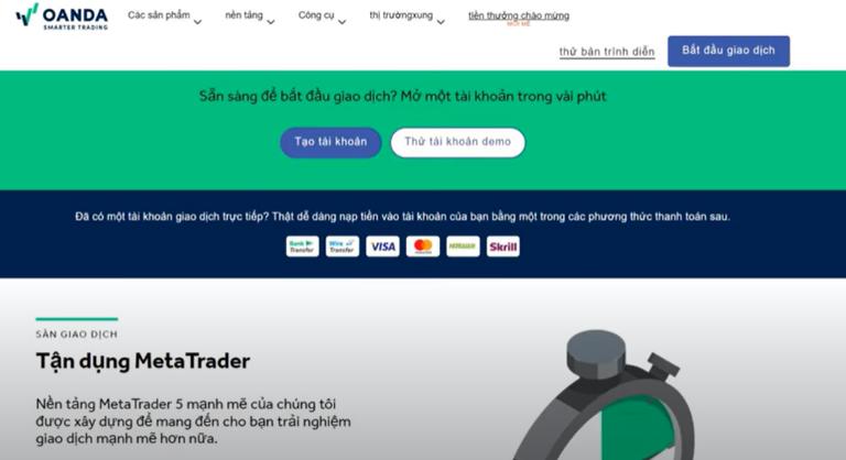 Tài khoản sàn Oanda có 2 loại tài chính Standard, Premium 