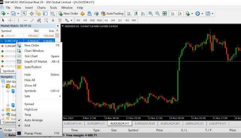 thao tác lệnh sau khi đăng nhập tài khoản xm