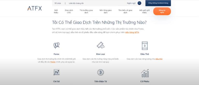 ATFX cung cấp đa dạng các sản phẩm giao dịch cho nhà đầu tư