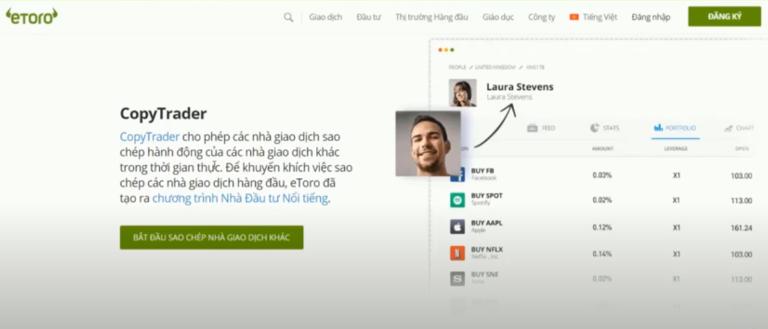 Sàn eToro có tính năng Copy Trade 