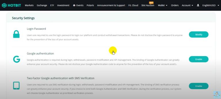 Sàn Hotbit có tính năng bảo mật cao