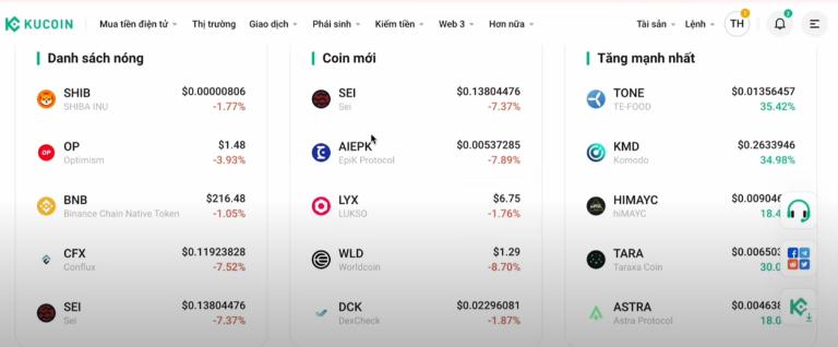 KuCoin hỗ trợ cho khách hàng hơn 300 cặp giao dịch với rất nhiều đồng coin và token khác nhau