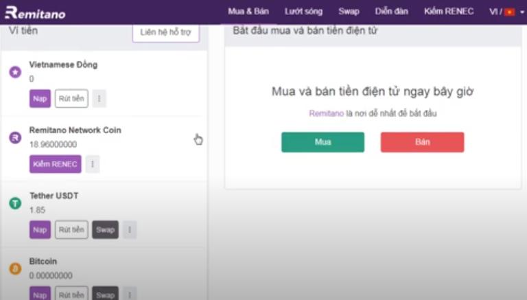 Nạp VND trên sàn Remitano