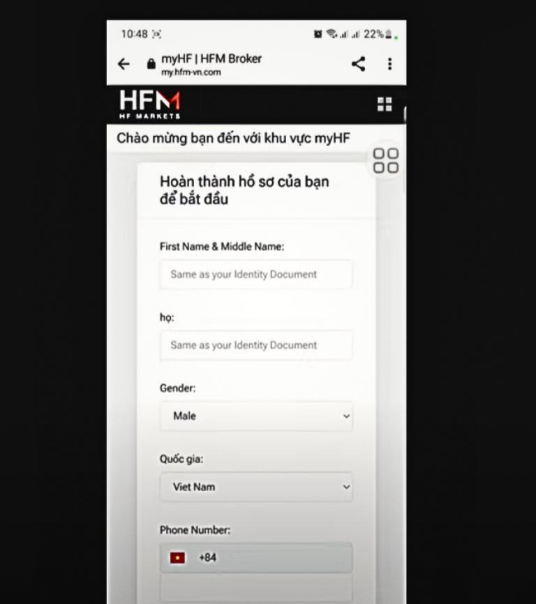 Hướng dẫn mở tài khoản HotForex trên điện thoại