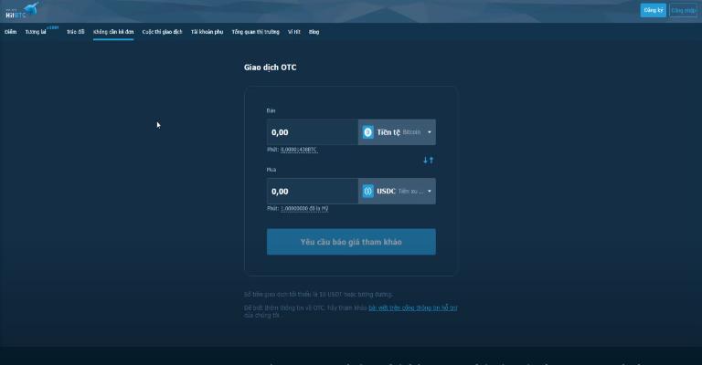 Sàn HitBTC có tính năng nổi bật là giao dịch OTC