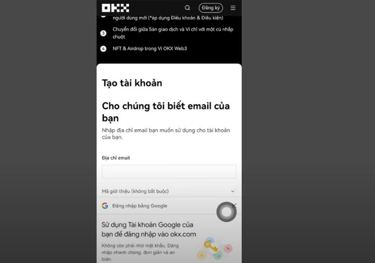 Đăng ký tài khoản trên sàn OKX