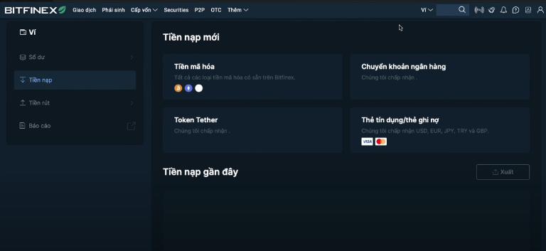 Bitginex có phương thức thanh toán qua ngân hàng và qua thẻ tín dụng/thẻ ghi nợ