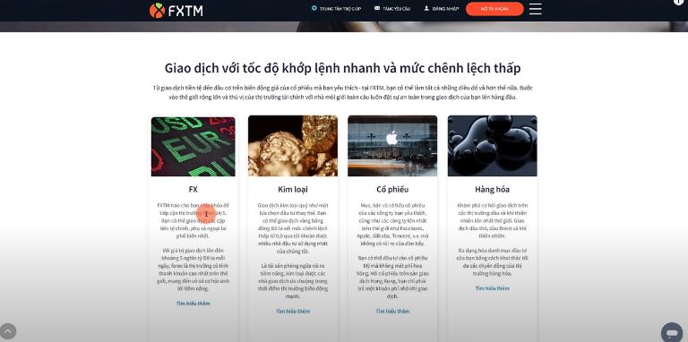 Sàn FXTM cung cấp nhiều sản phẩm giao dịch cho nhà đầu tư