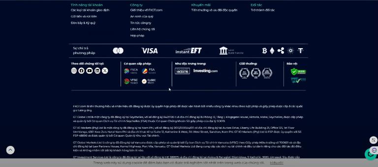 Sàn FXGT uy tín với nhiều giấy phép được cấp bởi các cơ quan quản lý tài chính uy tín