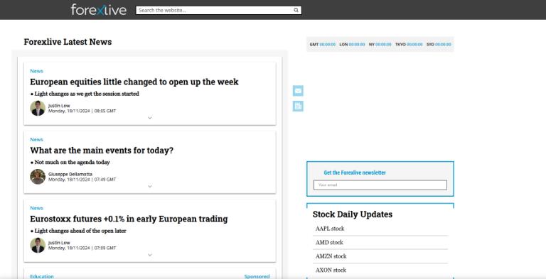 ForexLive có số lượng lớn bài viết mỗi ngày