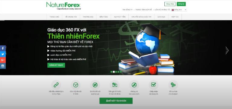 NatureForex có nhiều ưu điểm như mức tiền gửi tối thiểu thấp, đòn bẩy cao