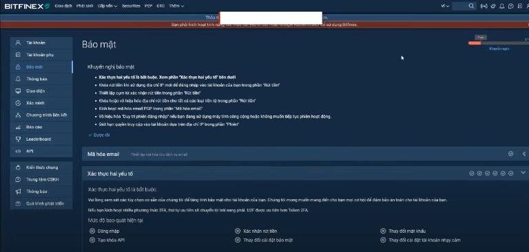 Bitfinex có chế độ bảo mật cao, đảm bảo an toàn tài khoản khách hàng