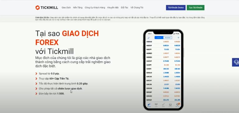 TickMill là sàn Forex ECN có mức phí giao dịch thấp nhất