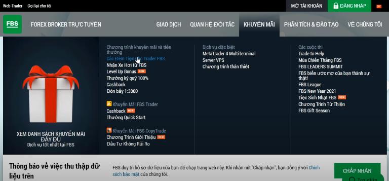 Sàn FBS là một trong những sàn có nhiều chương trình tặng thưởng cao cho nhà đầu tư