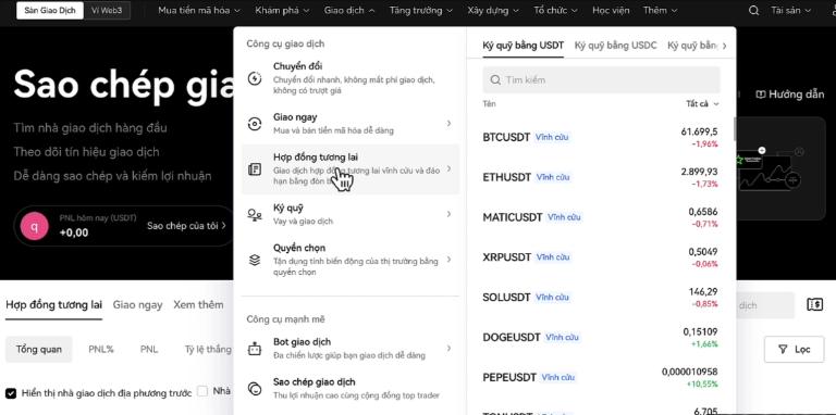 OKX cung cấp giao dịch hợp đồng tương lai tiền điện tử cho người dùng