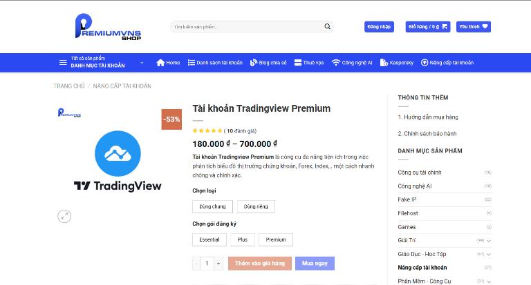 Mua tài khoản TradingView từ PremiumVNS