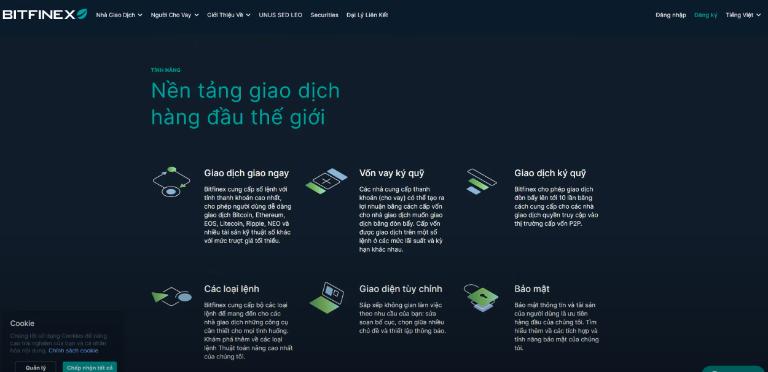 Bitfinex có nhiều tính năng nổi bật