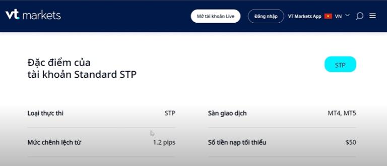 Tài khoản Standard STP trên sàn VT Market