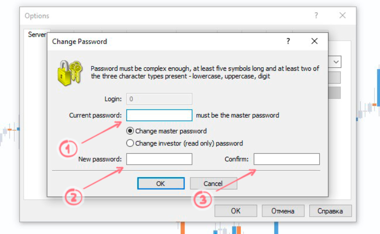 cách đổi mk master của MT4