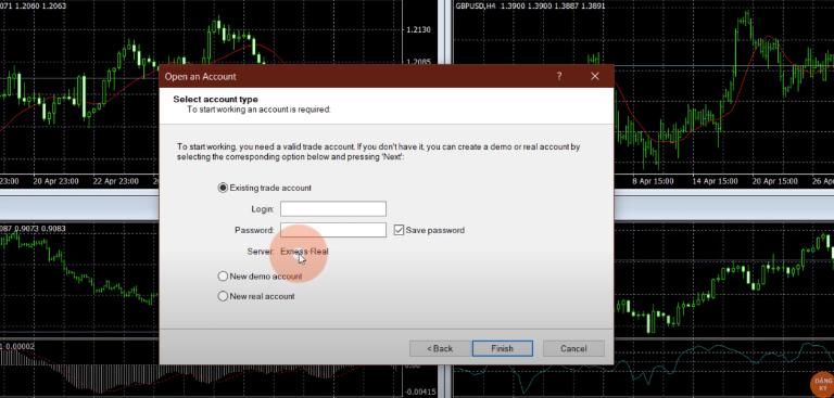 Điền các thông tin ID tài khoản, mật khẩu và máy chủ tài khoản để đăng nhập MT4