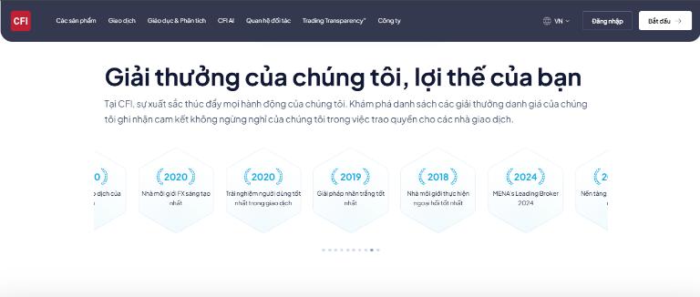 Sàn CFI Group có nhiều giấy phép hoạt động uy tín cùng nhiều giải thưởng