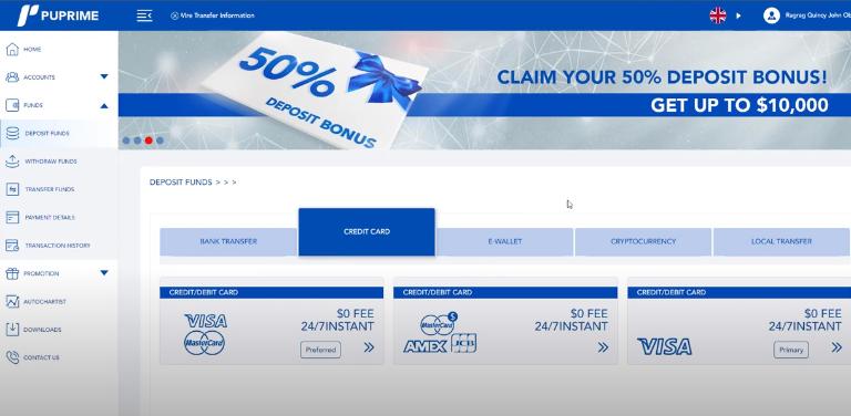 Sàn PUPrime cung cấp đa dạng phương thức thanh toán