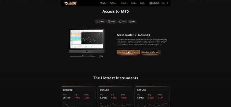 Nền tảng MT5 trên sàn DBG Markets