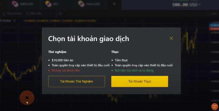 Tạo tài khoản MT4 bằng cách chọn loại tài khoản Demo hoặc tài khoản thực