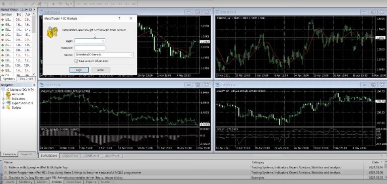 Nhập các thông tin “Login”, “Password” và Server Demo vào MT4