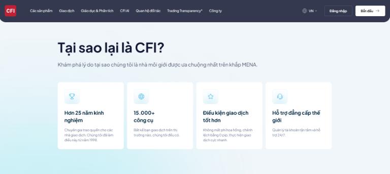CFI Group có kinh nghiệm hoạt động lâu năm, chi phí giao dịch thấp