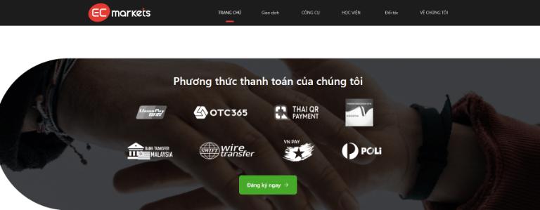 EC Markets cung cấp nhiều phương thức thanh toán