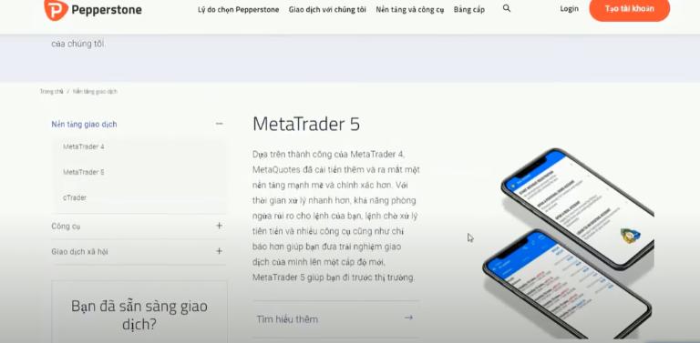 Nền tảng MT5 trên sàn Pepperstone 