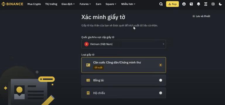 Xác minh tài khoản Binance trên Website