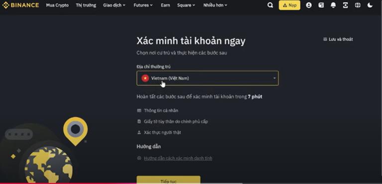 Đăng ký tài khoản trên sàn Binance đơn giản trên máy tính