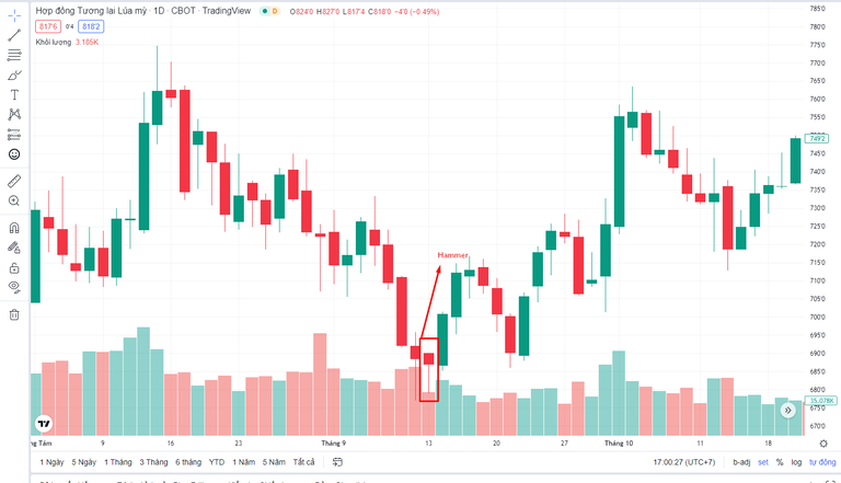 nến búa hammer tín hiệu mua