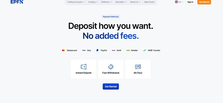 sàn EPFX sản phẩm giao dịch