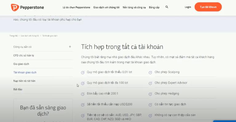 Sàn Pepperstone có 3 loại tài khoản giao dịch chính 