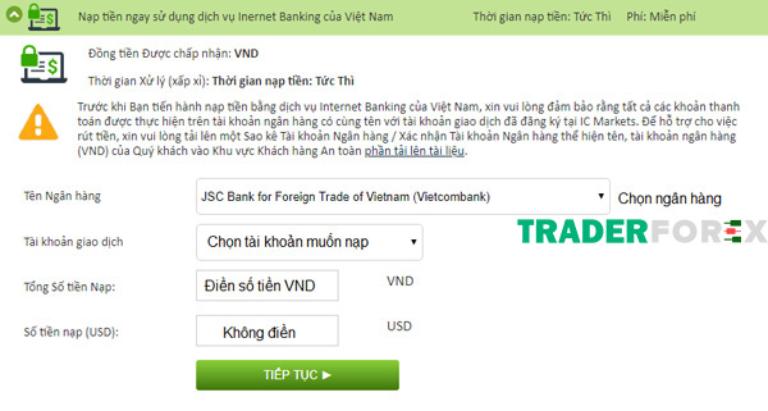 Thiết lập tài khoản giao dịch