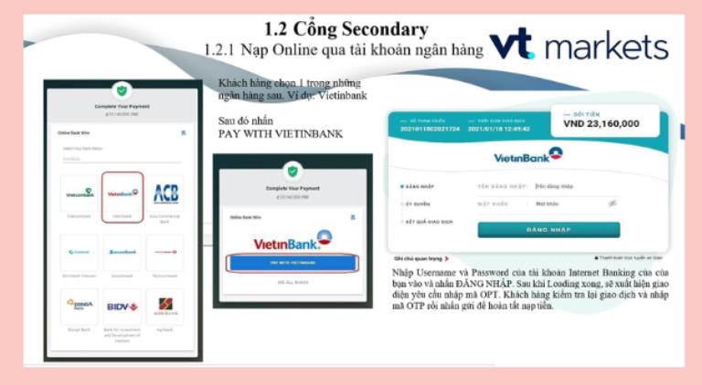 Cách rút tiền về sàn VT Markets qua chuyển khoản 