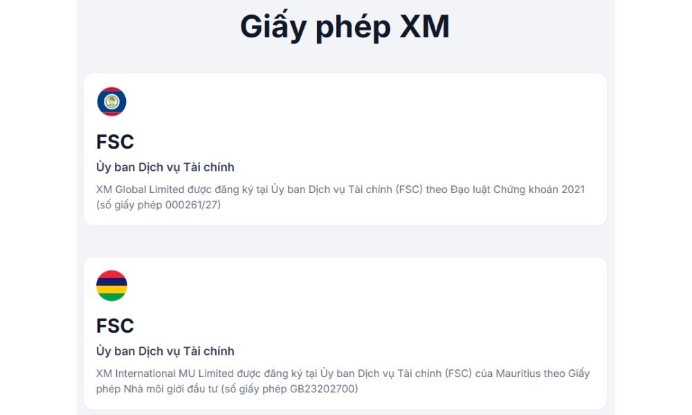 Giấy phép sàn XM
