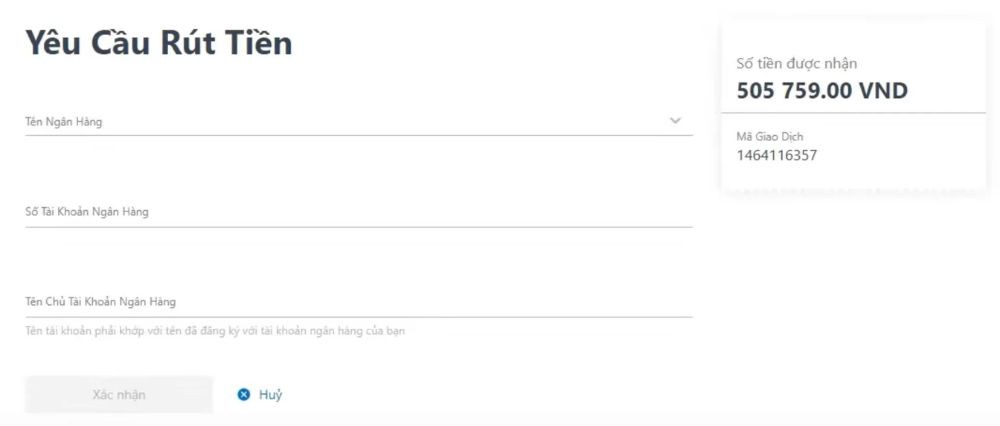 Sàn Exness - Điền thông tin ngân hàng