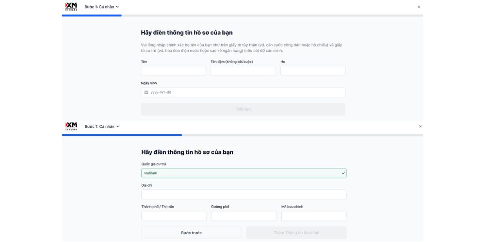 Sàn XM - Hoàn thiện hồ sơ cá nhân