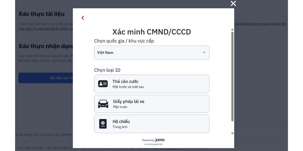 Sàn XM - Xác minh giấy tờ