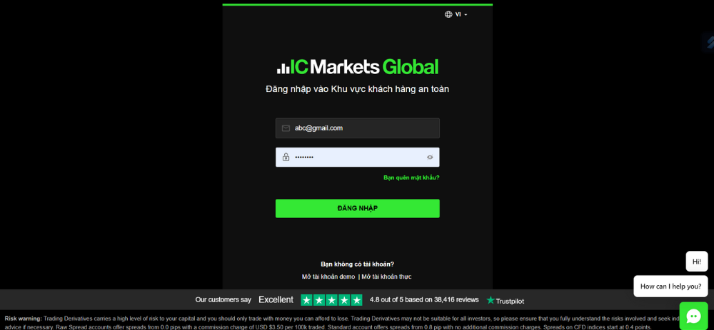 Sàn IC Markets - Đăng nhập vào tài khoản
