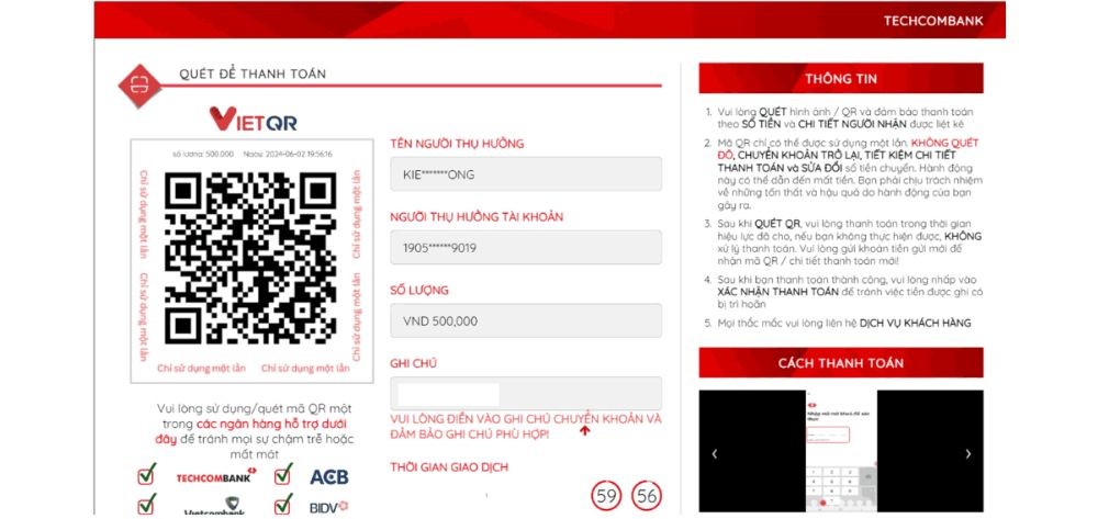 Sàn XM - Mã QR nạp tiền