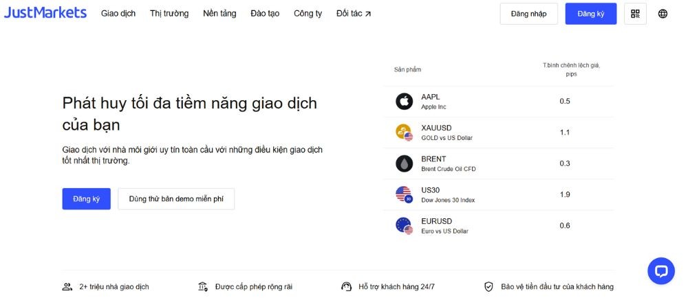 Website sàn JustMarkets