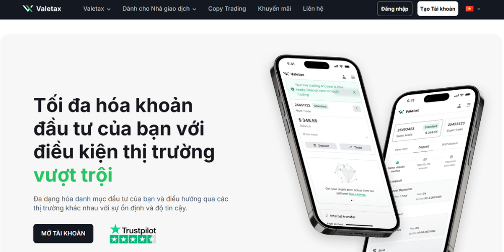 Website sàn Valetax