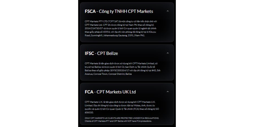 Giấy phép sàn CPT Markets