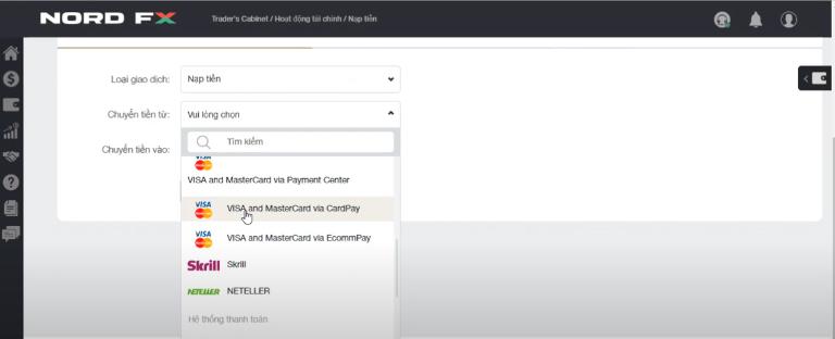 Phương thức nạp rút tiền