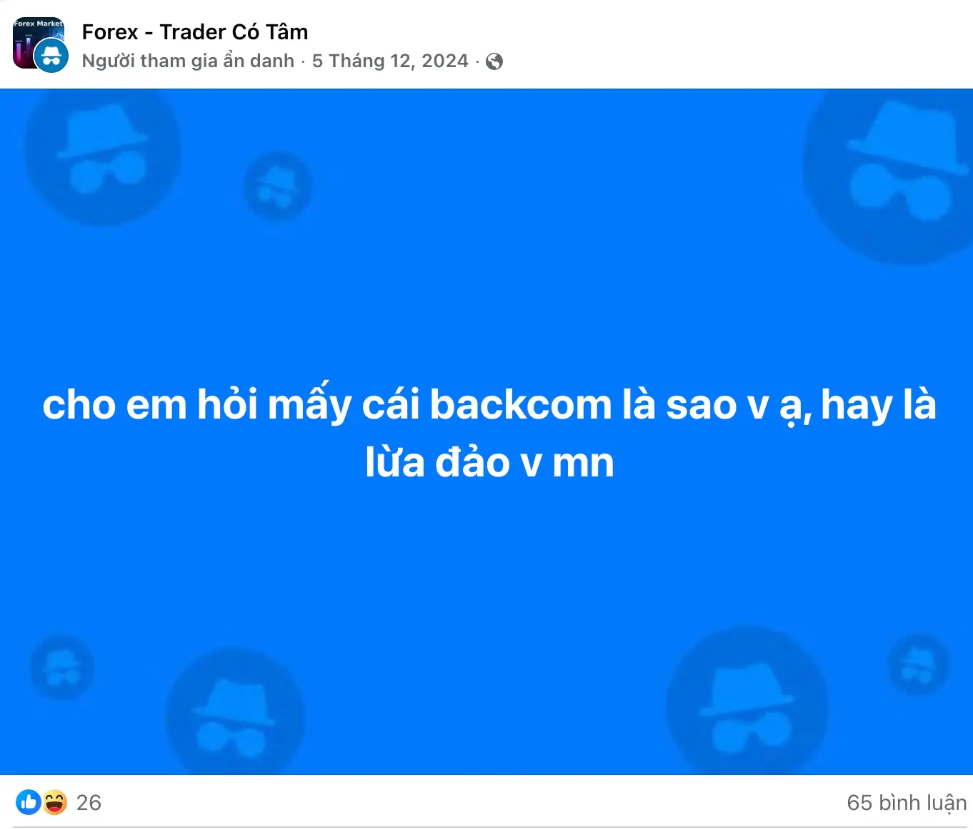 người dùng trên mạng xã hội lo ngại về lừa đảo backcom exness